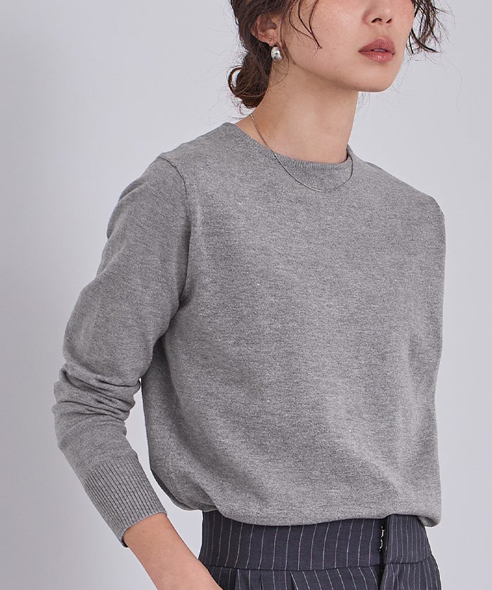 イマテリアル　カシミアタッチ クルーネック プルオーバー グレー カシミヤタッチクルーネックニットトップス【メール便可／80】 | ur's