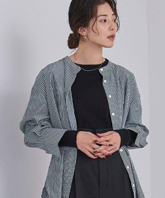 【新品】yori チュニックシャツ　ネイビー シアーチュニックシャツ Petit Honfleur｜クロスプラス公式通販サイト