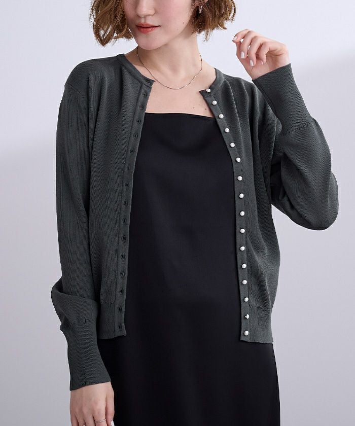 新品　ボールジィ　2way カーディガン　パール　バックボタン　S 黒　ニット ニット セーター 2wayパール袖ニットカーディガン レディース