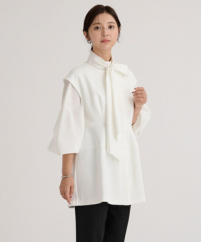 em. シャンタンペプラムトップス SALE【残りわずか】グレンチェックペプラムトップス | Tops
