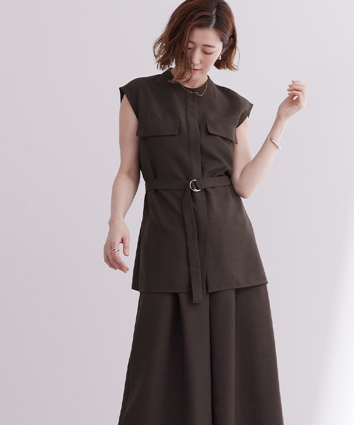 【専用出品】プリスティン　リネンコットンプレーティング　ノースリーブ　トップス NATURAL LAUNDRY(ナチュラルランドリー) Dドットノースリーブトップス