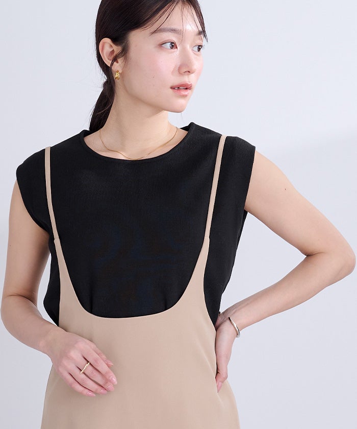 シェリエ sheller フレンチスリーブニットトップス ブラック フレンチスリーブニットトップス【メール便可／100】 | ur's（ユアーズ）