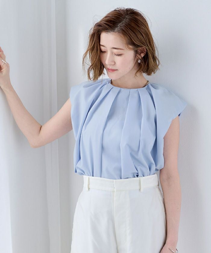 美品  シアーボリュームショルダートップス レディース FREE タックネックボリュームショルダートップス【メール便可／100】 | ur's