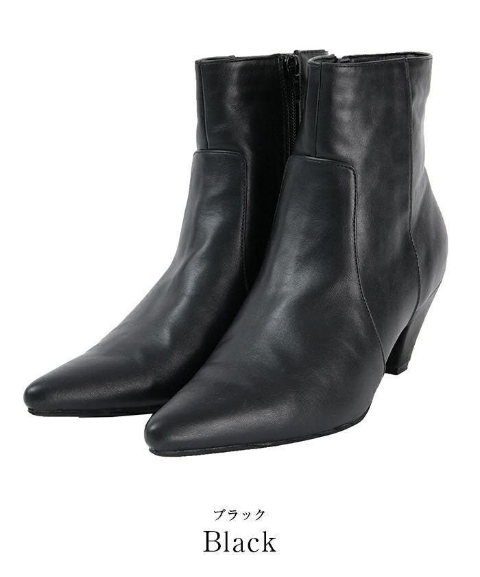 6.5cmヒールポインテッドトゥショートブーツ | ur's（ユアーズ）