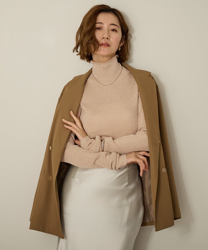 リブニットスリーブウールコート 36 ウールチェスターコート ⁄ GRACE