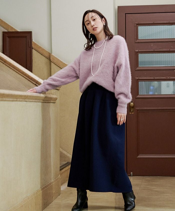 ebure ウールカシミヤブレンド ニットプルオーバー タートル パープル ウールカシミヤ タートルネックプルオーバー（ニット／セーター