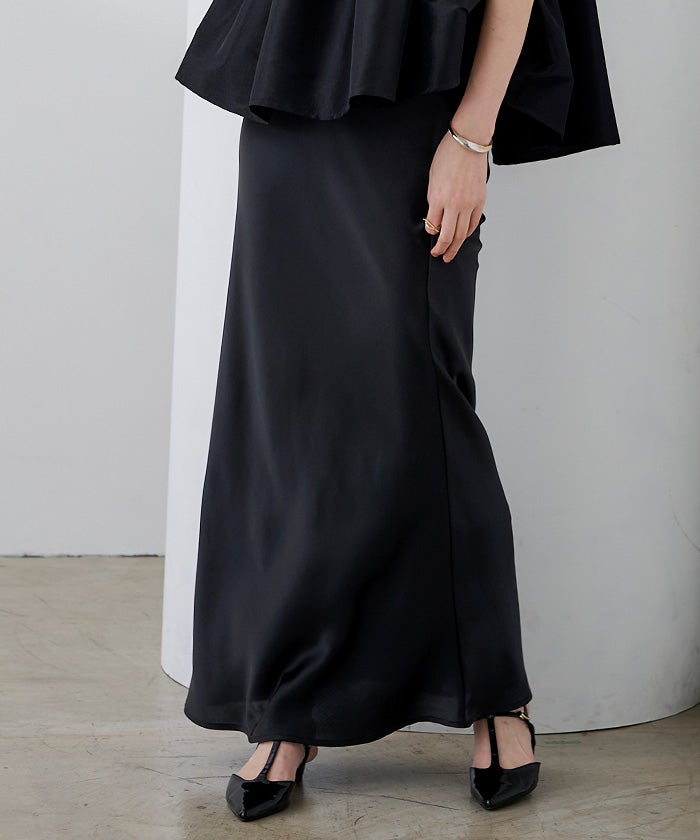 【美品】Y's ウール100 マーメイドスカート マキシ スーパーロング 黒 累計販売数1万枚突破！】サテンマーメイドマキシスカート【メール便可