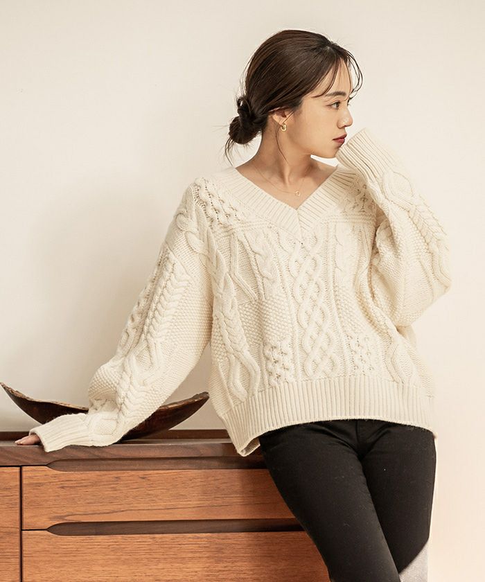U by SPICK&amp;SPAN   ローゲージ　ケーブル ニット ローゲージケーブルニット