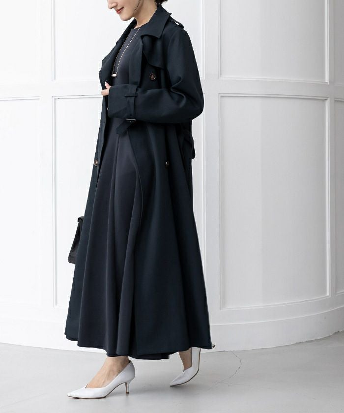 ◆レリアン◆美品◆レーヨンポンチ×ドットジャガード◆異素材フレアワンピース ◇レリアン◇美品◇レーヨンポンチ×ドットジャガード◇異素材フレア