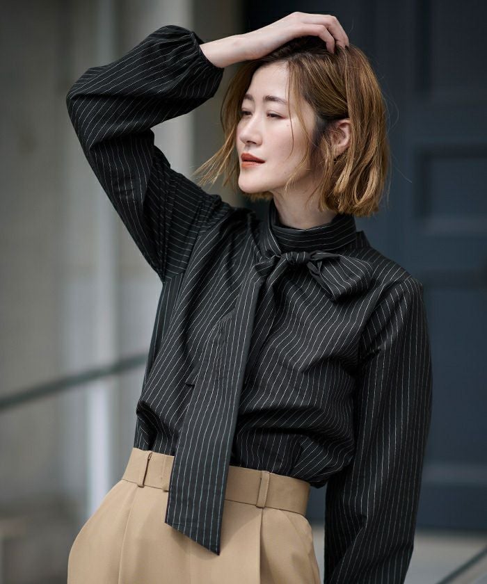 kage0501NOBLE×CACHEC 2wayシアーボウタイブラウス 2wayシアーボウタイブラウス | NATURAL BEAUTY BASIC（ナチュラル