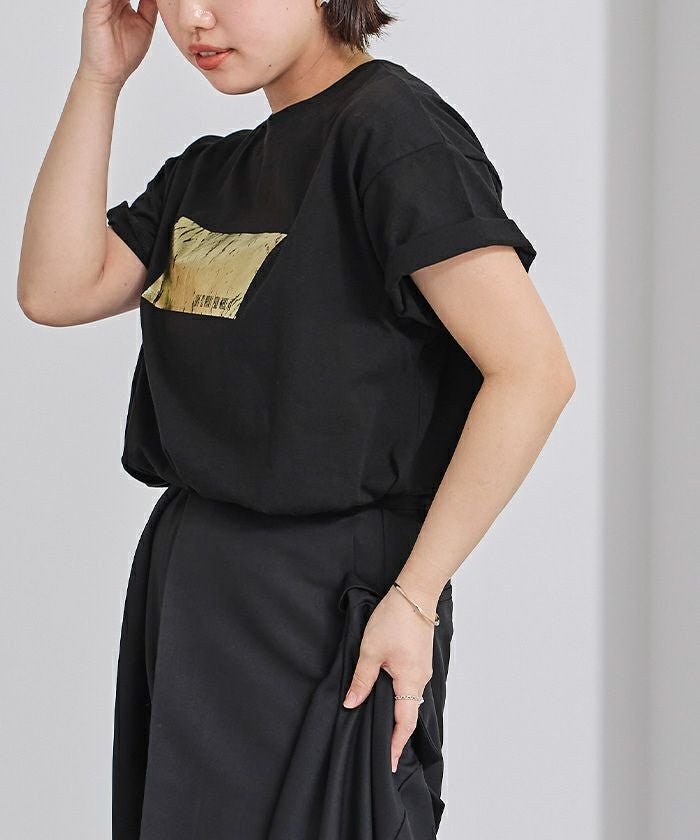 ユナイテッドアローズ　箔プリントチュール付きTシャツ UNITED ARROWS - ユナイテッドアローズ 箔プリントチュール付きTシャツ
