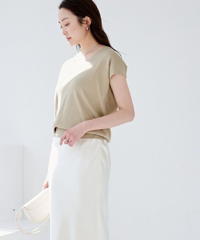 Theory 19ss Vネックフレンチスリーブブラウス 21番リネン・Vネックフレンチスリーブブラウス/DoCLASSE