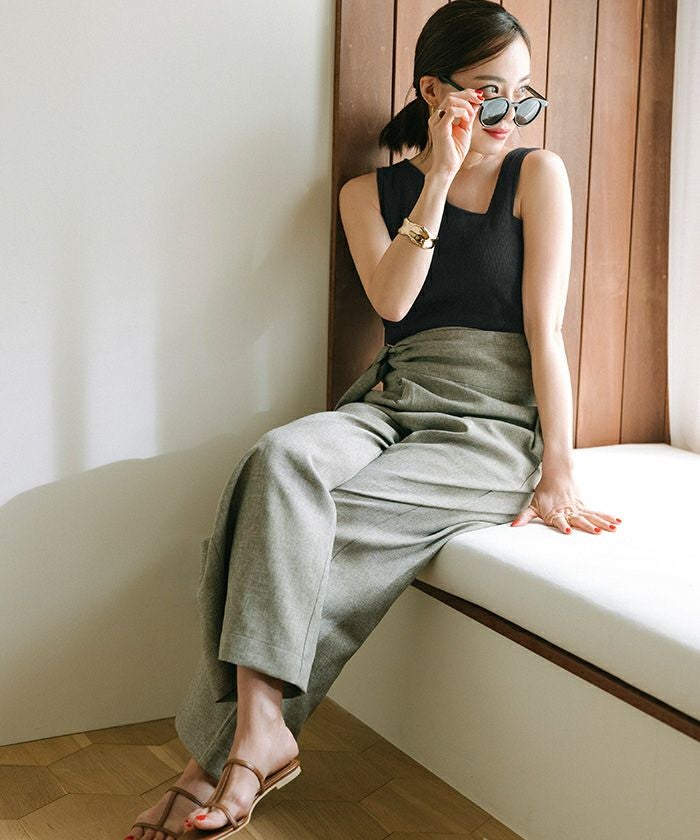 LCDC アシンメトリー グレー タンクトップ カップ付アシンメトリーデザインタンクトップ | ur's（ユアーズ）