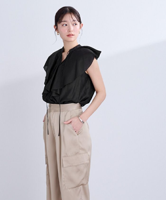 今季完売品　1 sono 22SS フロントラッフル フレンチスリーブカットソー Sono - 今季完売品 1 sono 22SS フロントラッフル フレンチスリーブ