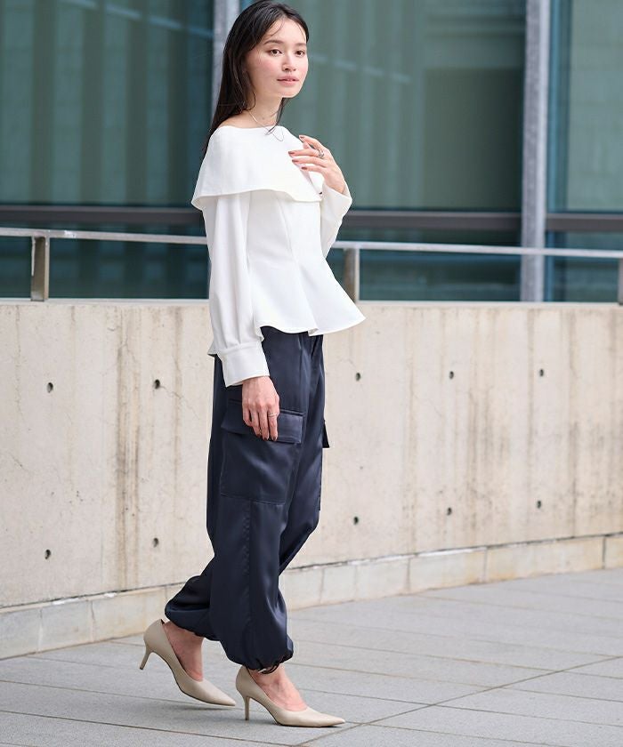 美品✨ セブンテン 2WAYパラシュートパンツ ハイウエスト 白 2024年 サテンパラシュートパンツ | ur's（ユアーズ）