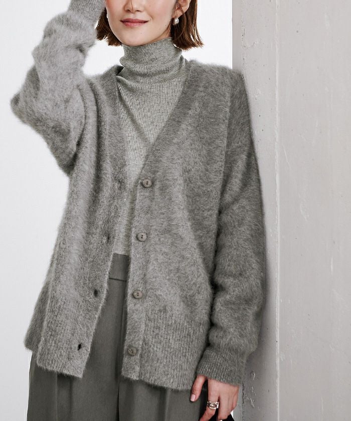 【最終価格】deres カシミヤカーディガン　グレー カシミヤブレンドVネックニットカーディガン | ur's（ユアーズ）
