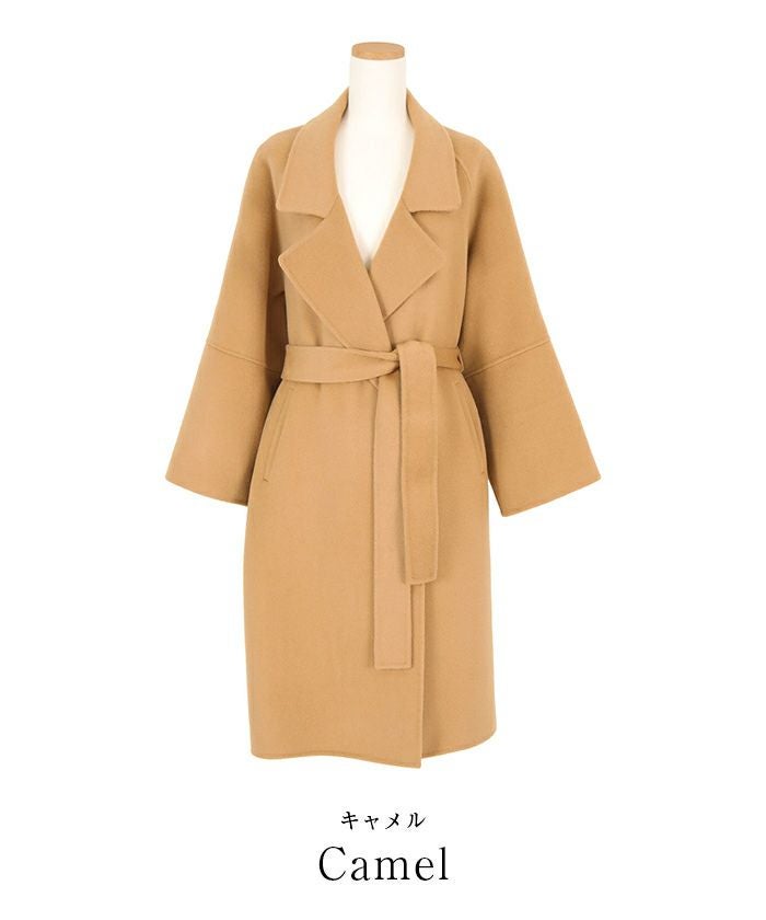 クロエ　ロングコート　ベルト　ウールカシミヤ　黒　42 大きいサイズ Filomo（フィローモ） チェスターコート レディース ウール コート