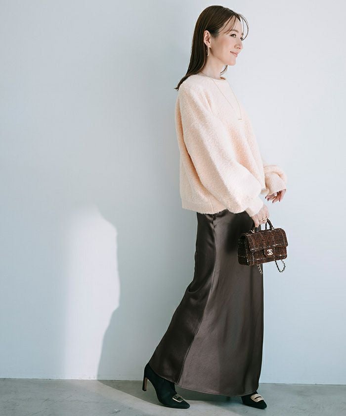 ★ローヘン★ウールカシミヤクルーネッククロップドニット★ ニット セーター 「Oggi2月号掲載/洗える」カシミヤブレンド