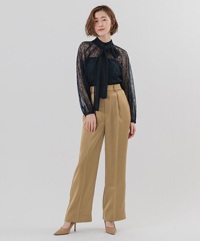 urs ユアーズ　ベージュ パンツセットアップ セール】サテンストレートパンツ（その他パンツ）｜ur's（ユアーズ）の