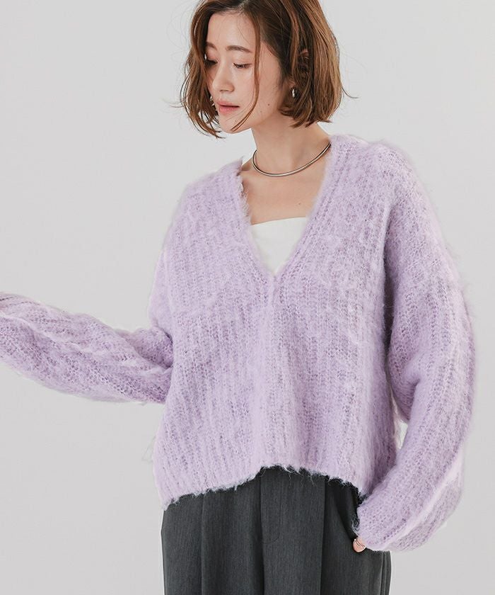 ディープキーネックモヘアライクニット | ur's（ユアーズ）