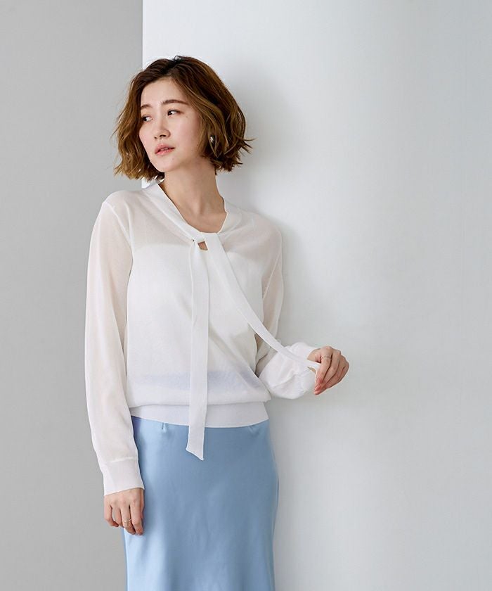 FURFUR / ファーファー 【限定】シアーボウタイニットトップス FURFUR （ファーファー)シャイニーリボンセーター 24秋冬【RWNT245064