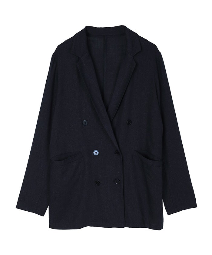 美品 マディソンブルー ダブルブレスト リネン コットン パールジャケット 00 MADISON BLUE（マディソンブルー） 18SS ダブルブレストリネンパール