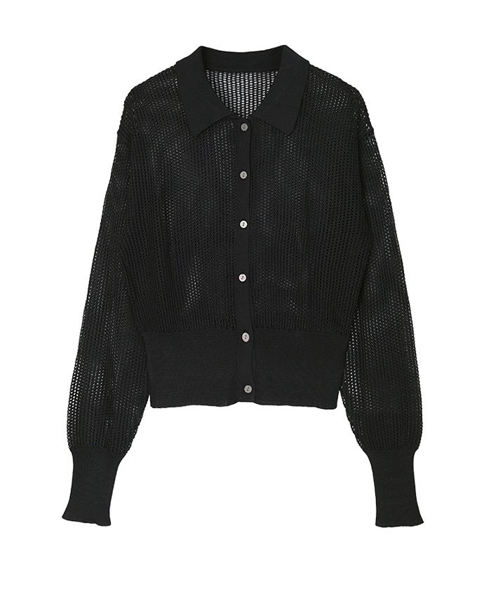 pois ポワ ダブルメッシュカーディガン ブラック シアー double mesh Cardigan （ホワイト、ブラック）【予約販売】 | pois