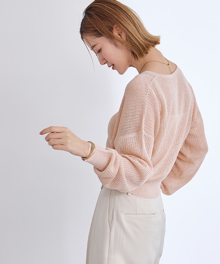 Vネックシアーラメリブニット【メール便可/90】 | ur's(ユアーズ) Vネックシアーラメリブニット【メール便可/90】 | ur's(ユアーズ)