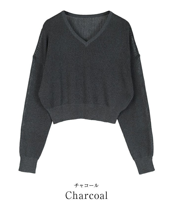 Vネックシアーラメリブニット【メール便可/90】 | ur's(ユアーズ) Vネックシアーラメリブニット【メール便可/90】 | ur's(ユアーズ)