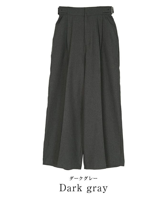 リネンライクサイドベルトデザインタックワイドパンツ | ur's（ユアーズ）