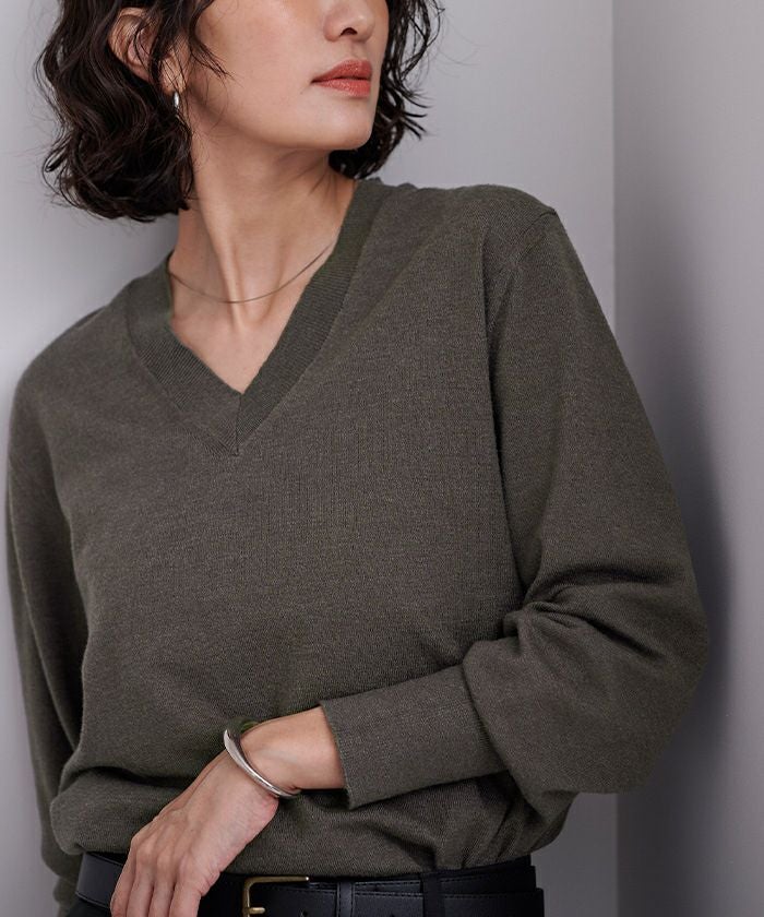 ゆ*ん様 ANATOMICA オリーブ Vネックニット L UV NECK KNIT(LIME) – ANCELLM