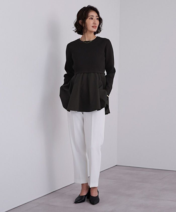 OHGA　オーガ　DOCKING KNIT　ドッキングニット　ジャガードペプラム ペプラムドッキングニットプルオーバー | titivate