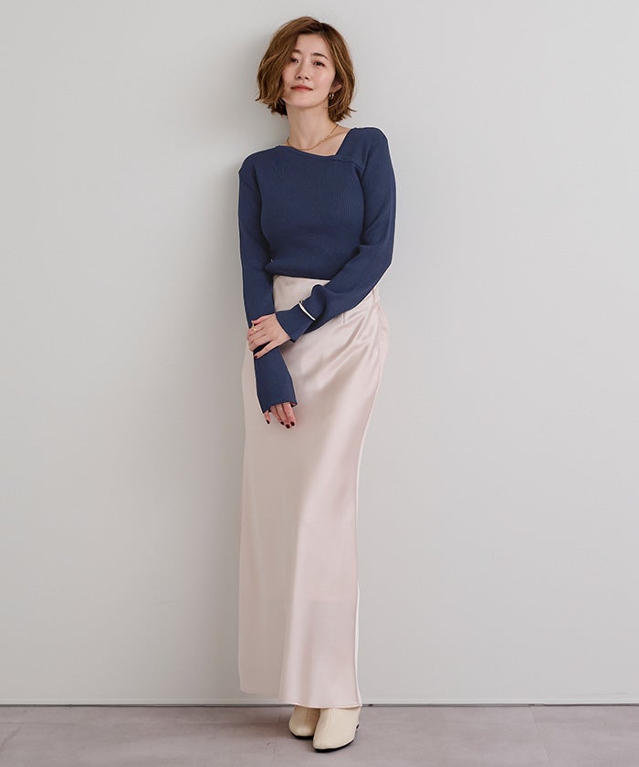 ★値下げ★ETRE TOKYO アシンメトリーネックニットプルオーバー アシンメトリーネックリブニット【メール便可／100】 | ur's（ユアーズ）