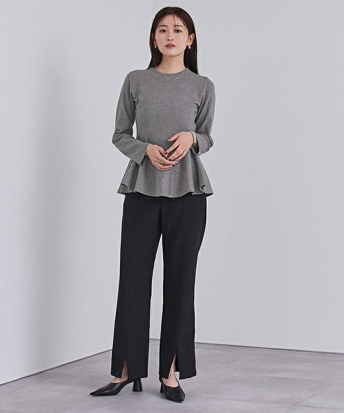 BORDERS AT BALCONY カシミアペプラム ニット　36グレー カシミヤタッチクルーネックペプラムニット | ur's（ユアーズ）