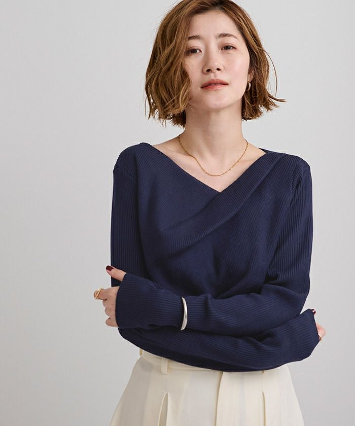 rue21 バーガンディ オフショルダー トップス M tops:オフショルダーボーダートップス bottom:ブラックバレルレッグ