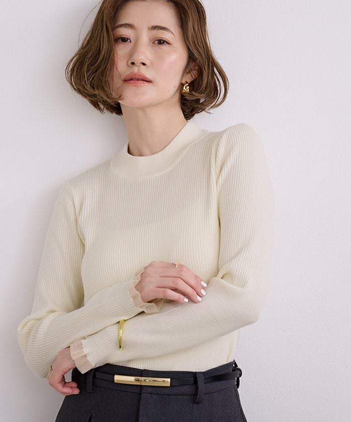 シアースリーブリブニット LILY BROWN（リリーブラウン）の「シアースリーブリブニットトップス