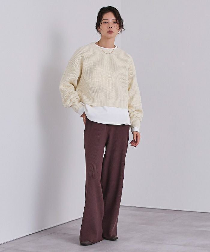 ★ローヘン★ウールカシミヤクルーネッククロップドニット★ ニット セーター 「Oggi2月号掲載/洗える」カシミヤブレンド