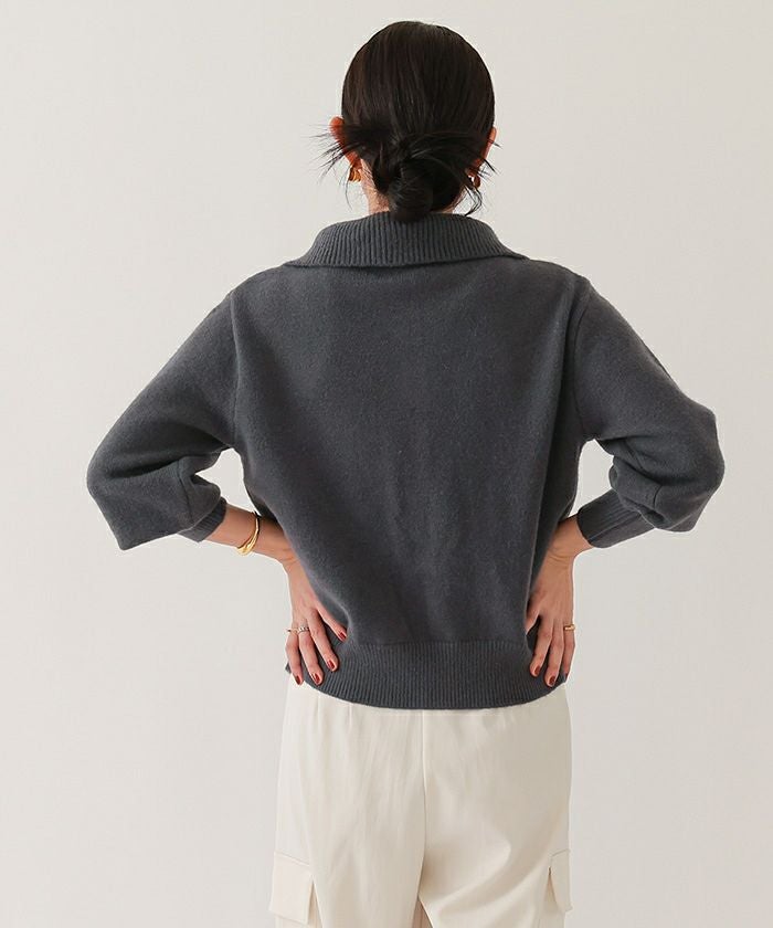 【WRW】アパルトモン ビッグ スリーブニット  ネイビー ボリュームスリーブボトルネックニット