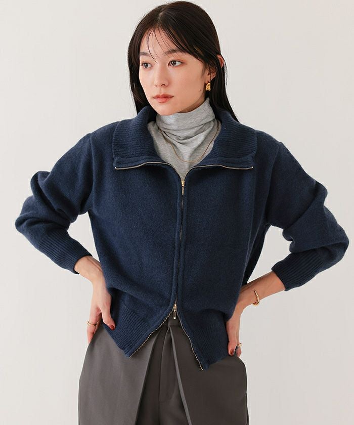 タグ付き新品 bibiy JUNO ZIPPER KNIT ニット ネイビー ビッグカラーZIPニット | ur's（ユアーズ）