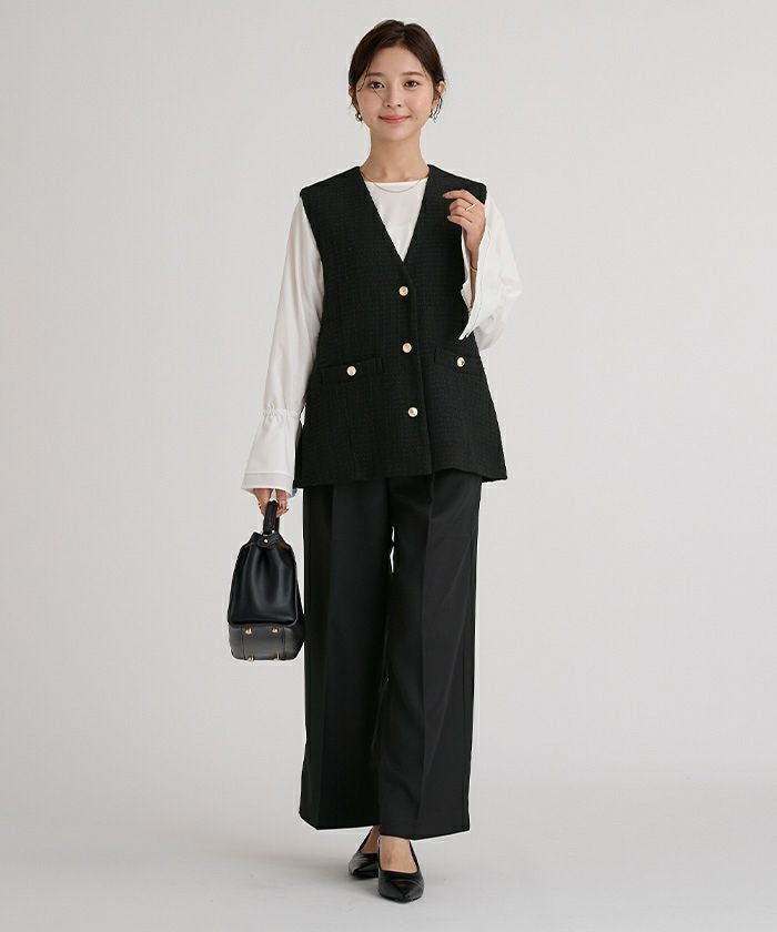 ネイビー　ツイード　ジレ　ベスト AZUL BY MOUSSY | カーヴィーツイードジレ (ベスト ) |SHEL'TTER WEBSTORE