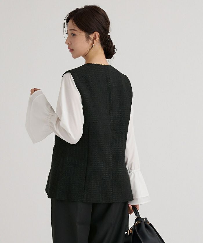 Heve Tweed Gilet ツイードジレベスト ブラック ツイードジレベスト | ur's（ユアーズ）