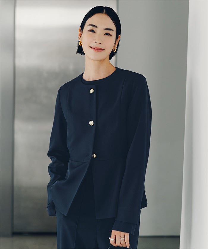 Drawer ペプラムジャケット SHIPS｜SHIPS Colors:ストレッチ ジョーゼット ペプラム ジャケット