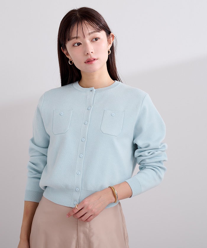 あゆママさん専用　入手困難　ポケット付きニットカーディガン 胸ポケットニットカーディガン | ur's（ユアーズ）