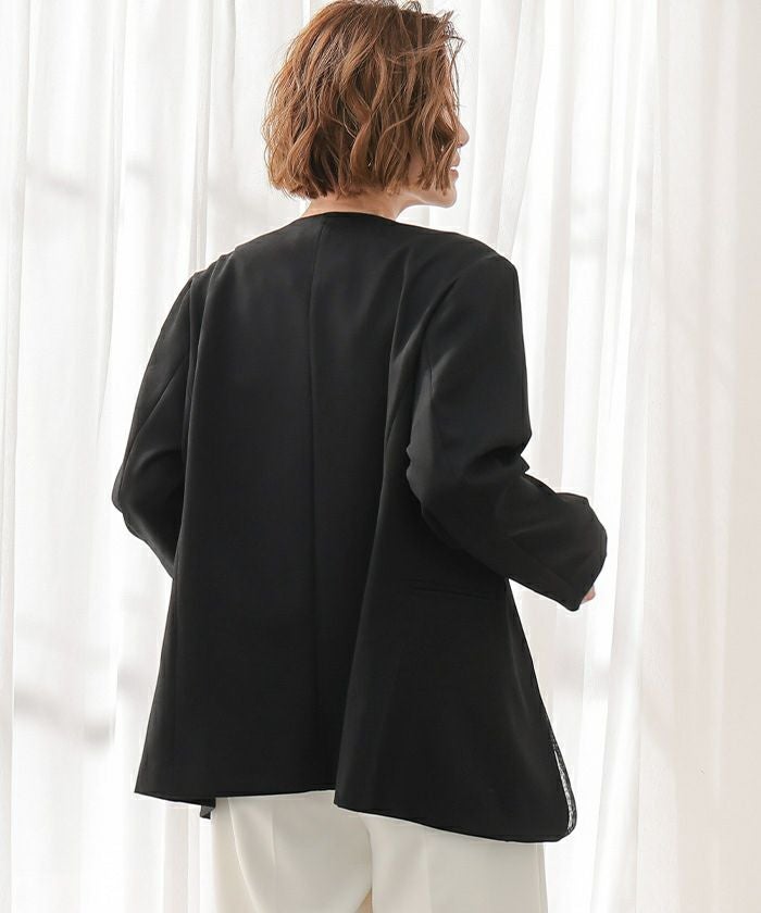 crewre クルーレ レイヤードシアージャケット ブラック crewre online store / レイヤードシアージャケット
