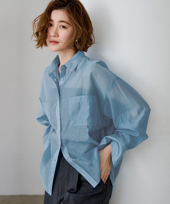 Second/Layer シアーシャツ ネイビー　jackpot OUR’s ダブルポケットシアーシャツ【メール便可／100】 | ur's（ユアーズ）