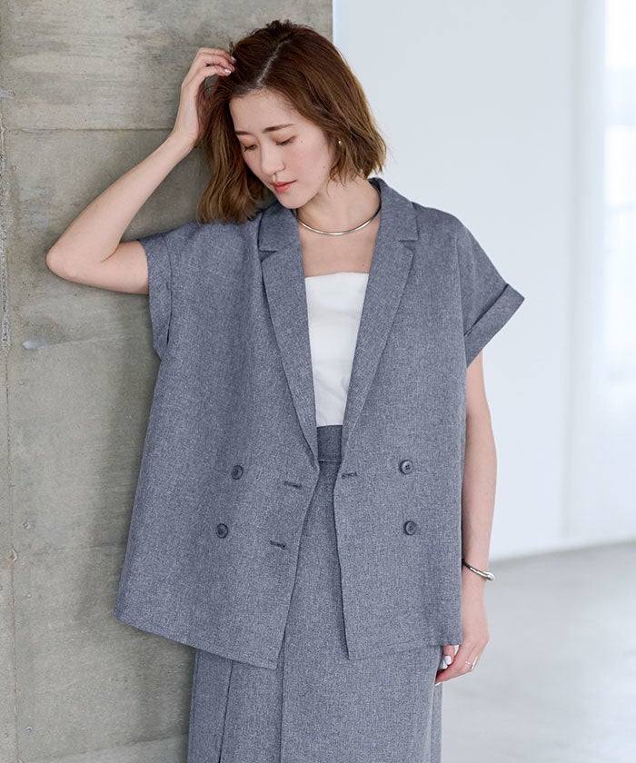 【おむすびページ】フレンチlinen＊オーカー系＊ラバリジャケット シャーベットリネンライクフレンチスリーブジャケット【メール便可