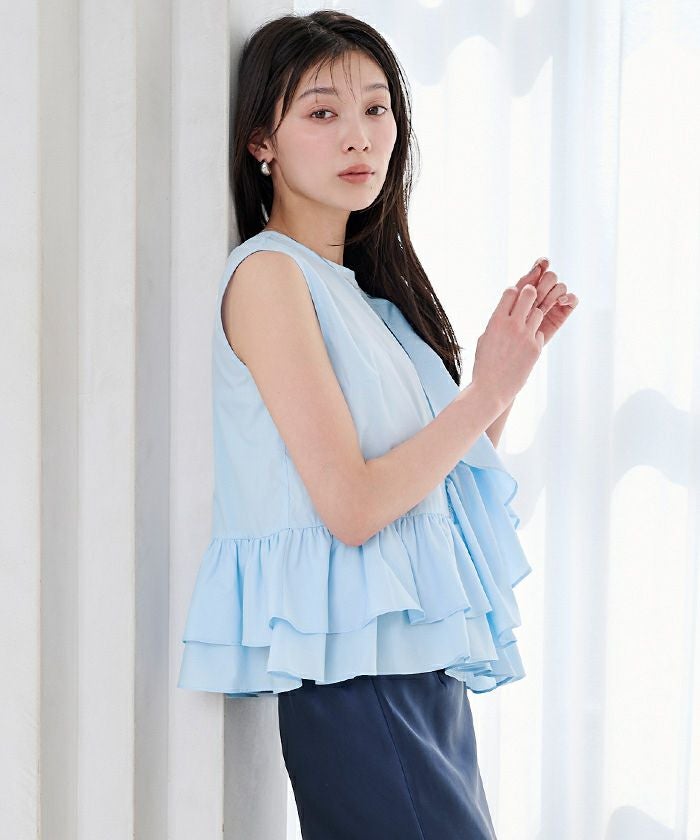 しほ 様 ご専用 美品♡フロントフリルノースリーブ♡Ｔシャツ タックフリルノースリーブTシャツ [品番：ERMW0000164]｜moment+