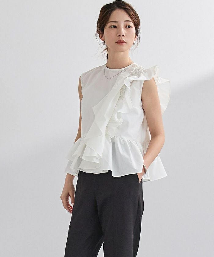 しほ 様 ご専用 美品♡フロントフリルノースリーブ♡Ｔシャツ タックフリルノースリーブTシャツ [品番：ERMW0000164]｜moment+