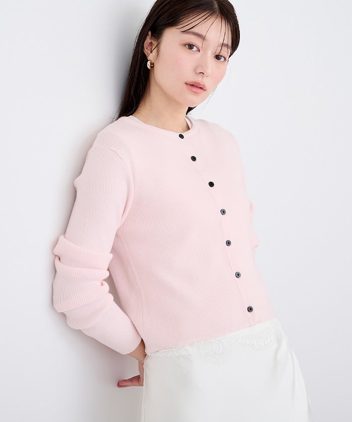 【セット販売】ベーシッククルーネックカーディガン、ノースリーブリブニットトップス ベーシックリブニットカーディガン【メール便可／100】 | ur's（ユアーズ）